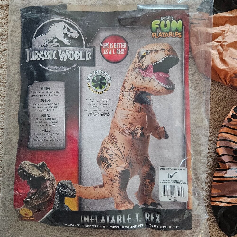 Jurassic World Inflatable T-Rex Dinosaur Costume Adult One Size Halloween Ready - Picture 2 of 11